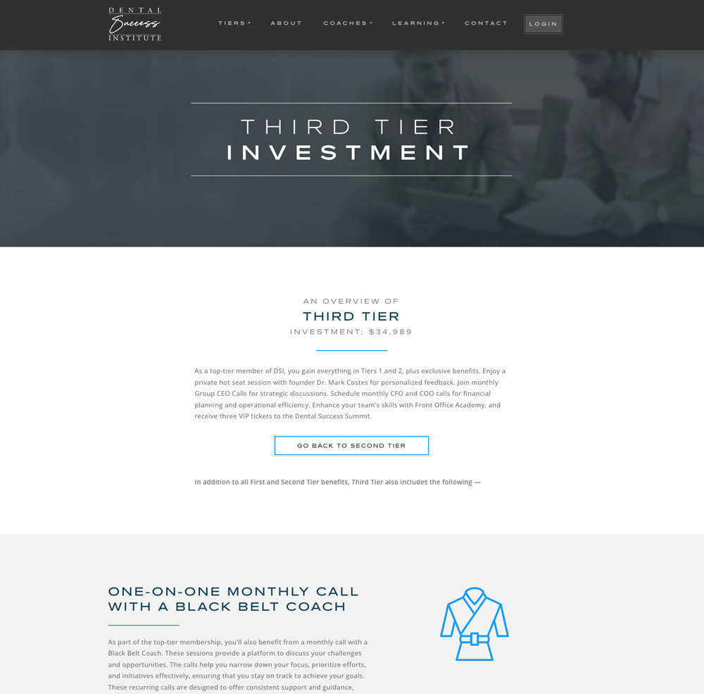 Dental Success Institute Tier 3 page design